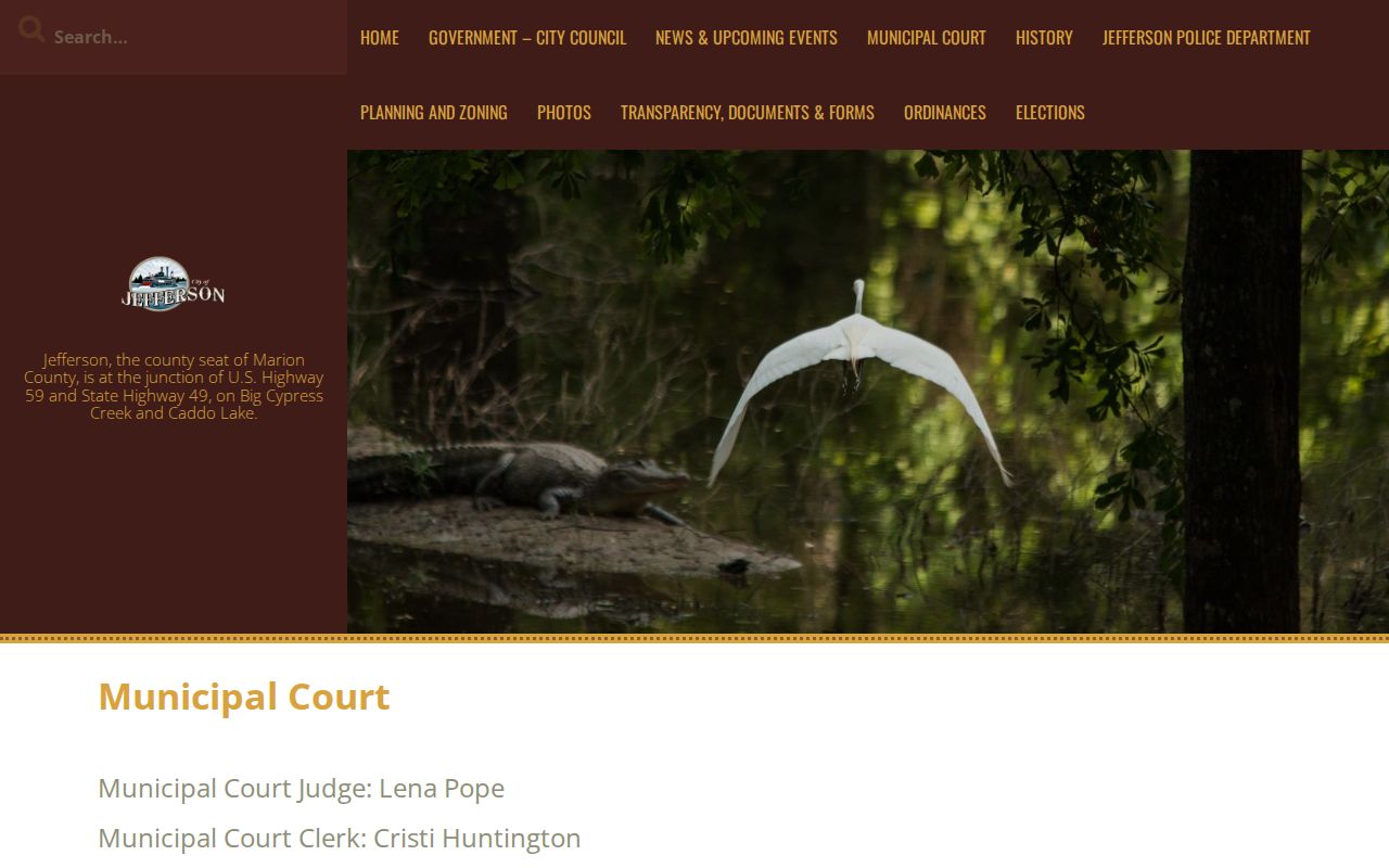 Jefferson warrant records: Municipal Court clerk and citation-payment route