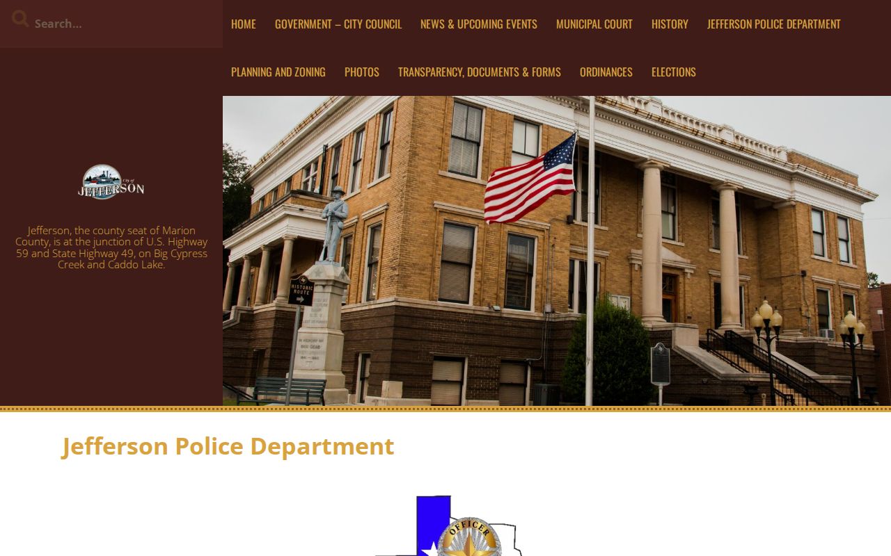 Jefferson warrant records: city Police Department contact block without a warrant portal