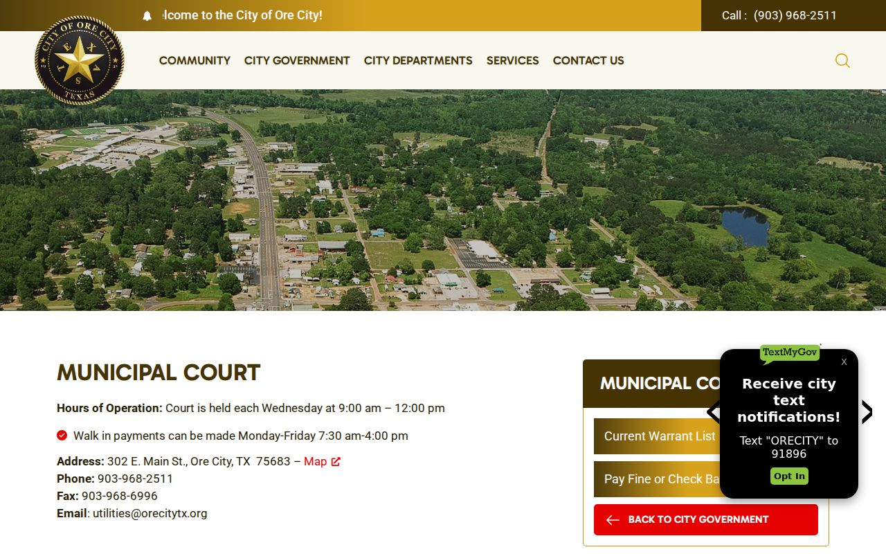 Ore City warrant records: municipal court safe-harbor policy and resolution options