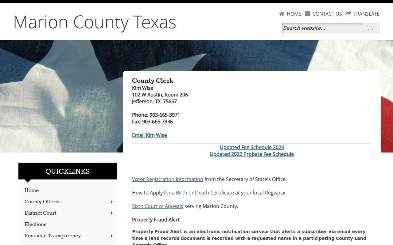 Marion County warrant records: County Clerk public office information