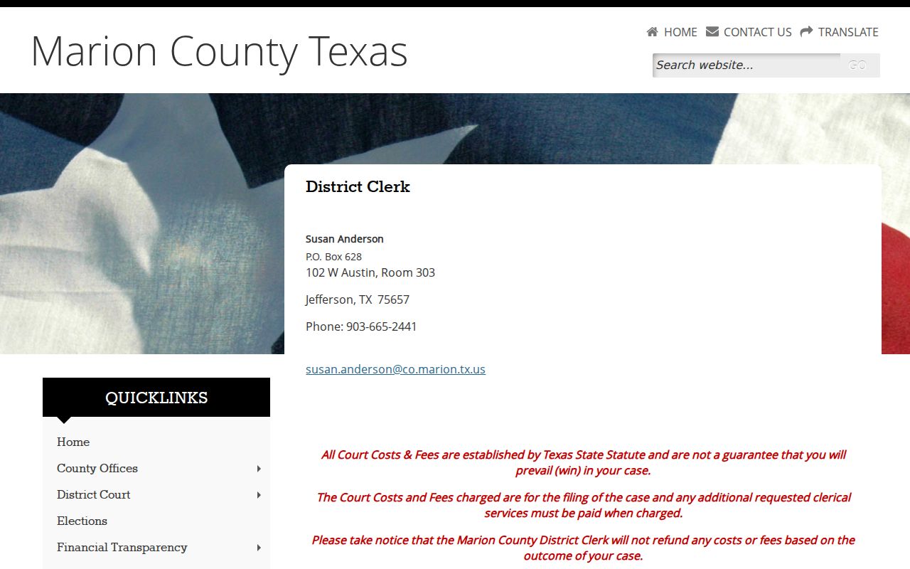 Marion County arrest and warrant records: District Clerk public office information