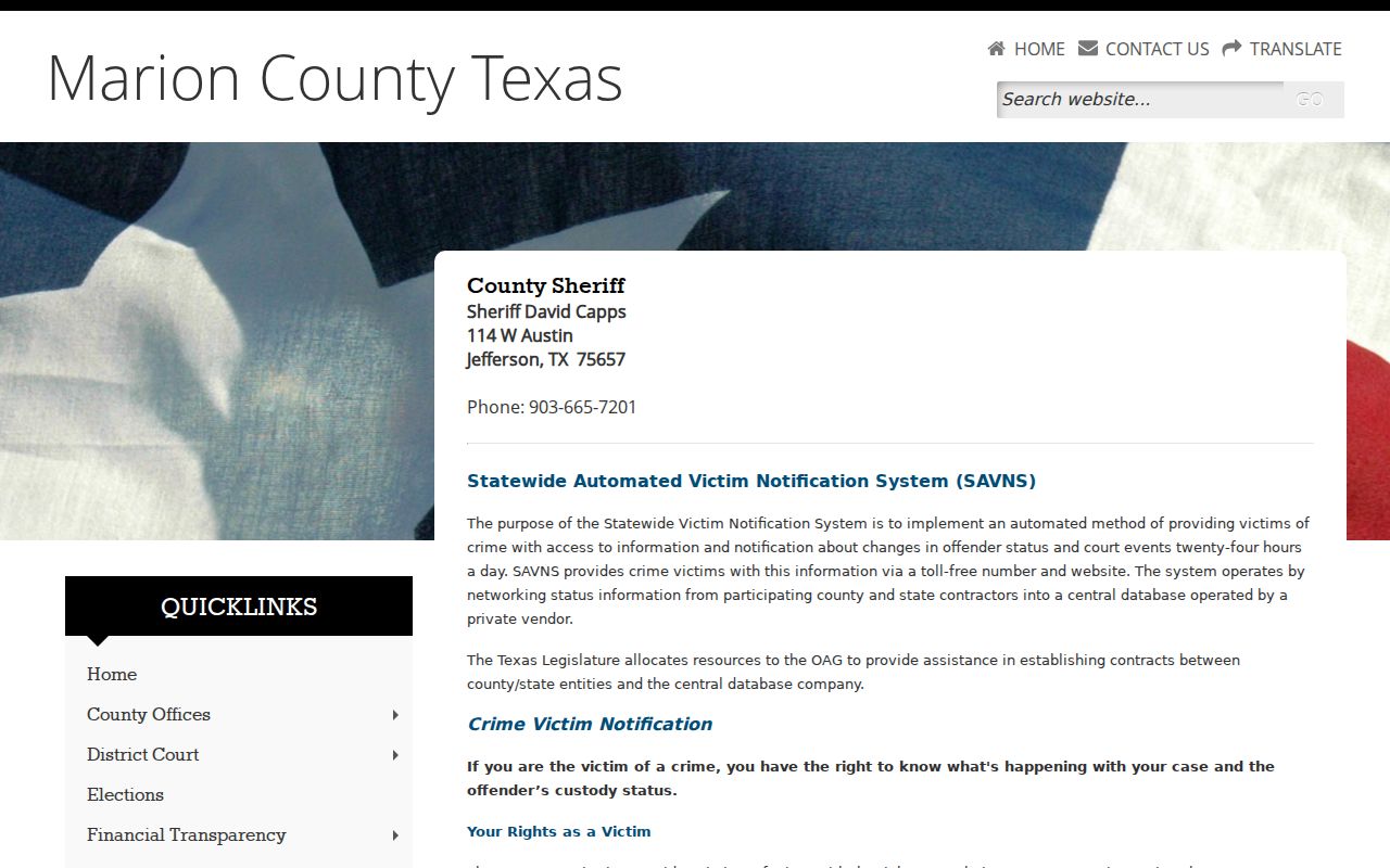 Marion County warrant records: official Sheriff page and current-roster link